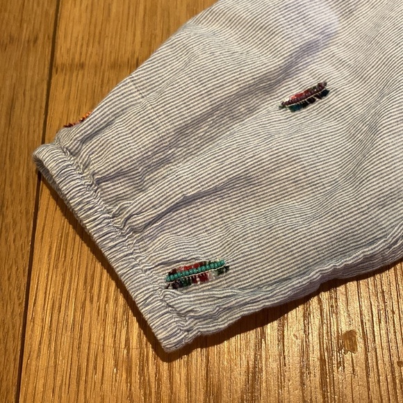 Anthropologie Velvet Graham & Spencer Beaded Striped Lightweight Peasant Top XS - Picture 5 of 13